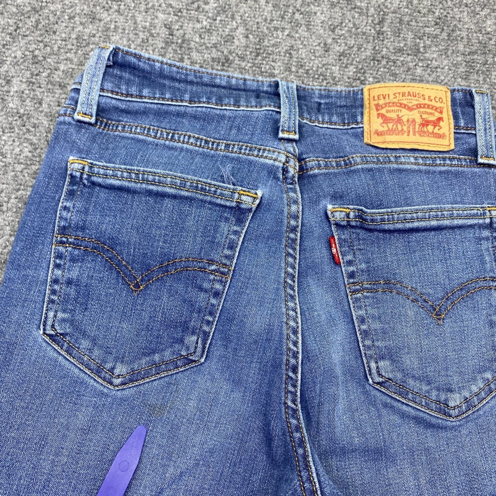 Levis 726 High Rise Flare Jeans Womens 26 Blue Denim Bell Bottom Western Retro - Picture 8 of 12